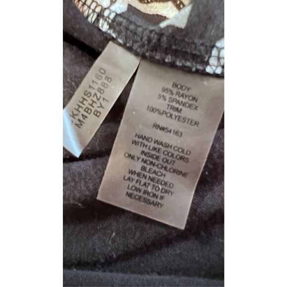 Calvin Klein Women's Sleeveless Top Shirt Patterned Stretch Black White Large - Picture 7 of 10